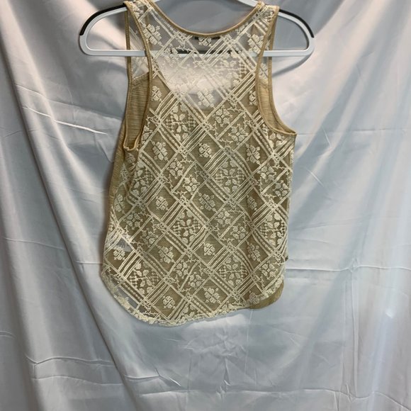 Miss Me Tan Tank with Ivory Lace Sheer back Size Small - Picture 5 of 7